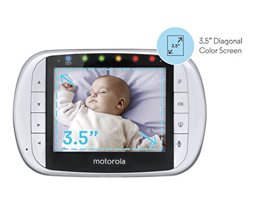 Motorola Mbp36s Далечински Безжичен Видео Бебе Монитор со 3,5-Инчен Лцд-Екран Во Боја, Далечинска Тава За Камера, Навалување и Зумирање