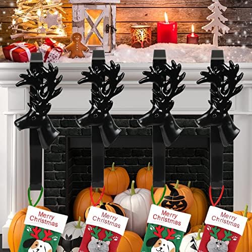 MOFAABOX 4 парчиња Божиќни закачалки за порибување за мантел Божиќ Орнамент кука-прав обвивка за покривање на огнено оружје, порибување на порибување на виси држачи за