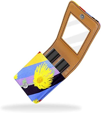 Кармин за шминка ОРИУКАН торба ЗА кармин со огледало пренослив торбичка за складирање кармин организатор за складирање на сјај за усни, Шарени Цветни Модели
