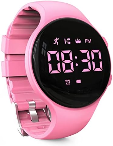 Детски LED педометар часовник, трагач за дигитални чекори, не-блутоут, вибрирачки будилник, стоперка, одличен подарок за деца тинејџери