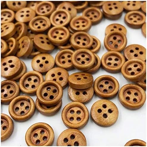 Копчиња за фармерки luvuokye 50/100 парчиња 8мм мини кафеави дрвени копчиња 4 дупки занаетчиски занаетчиски декор за шиење копче DIY додатоци копчиња