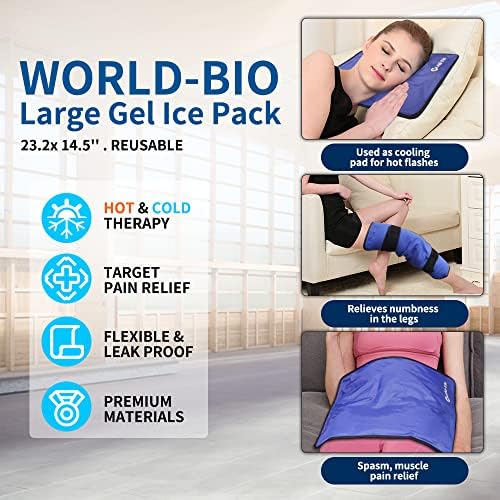 Екстра голем мраз пакет за повреди што може да се употреби, физикална терапија ладно пакување w/2 ленти за целосна олеснување на болката во грбот,