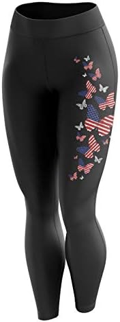 Тактички про снабдување на американското знаме за жени, тренингот со високи половини јога панталони за дами