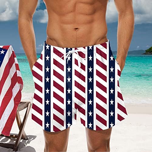 Американски шорцеви со знаме на HSSDH за мажи, американски знамиња кои пливаат стебла 4 -ти јули Шатки за пливање со плитки за пливање