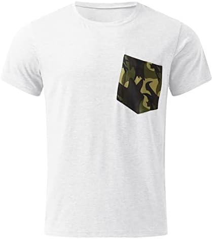 Машка контраст Камо Камо печатење на тркалезниот врат Краток ракав Раглан Опуштена маица Активен атлетски врв со џеб
