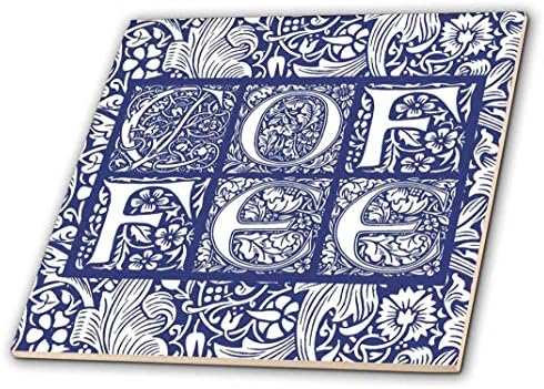 3drose кафе-викторијанска украсна типографија во сина и бело-керамичка плочка, 4-инчи