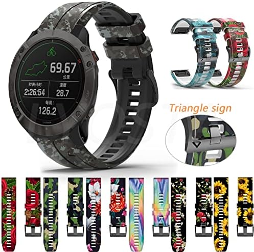 Bneguv 26/22mm Часовник За Garmin Феникс 6 6S 6X PRO 5 5X 5S Плус 3HR 935 MK1 Печатење Силиконски Бенд Брзо Ослободување Рачен