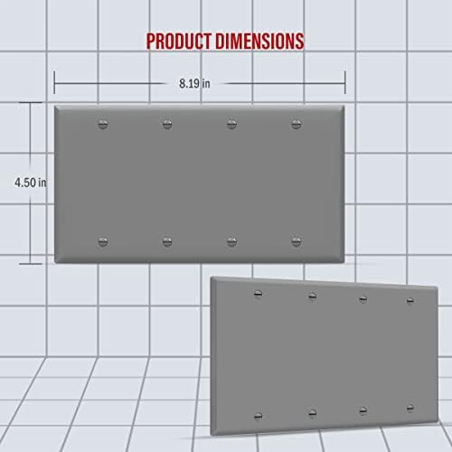 Енерлити празна уреда wallидна плоча, празно капаче за излез, стандардна големина 4-банда 4,50 x 8,19, поликарбонат термопластичен, 8804-GY,