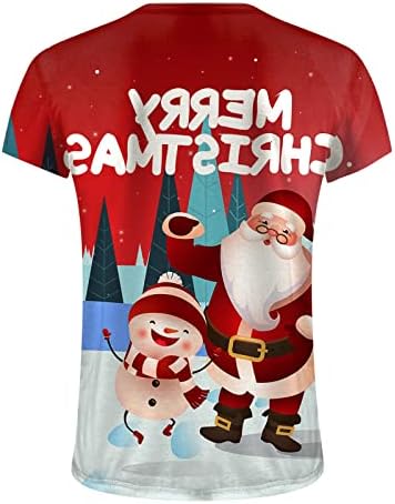 Божиќни кошули на Wybaxz за мажи Есен зимски случајни кратки ракави Божиќ 3Д печатени маици модна врвна блуза