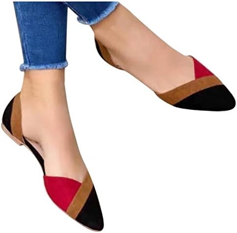 Обичен стан за жени есен чевли за жени сандали лизгачки чевли зашилени единечни обични бои што одговараат на рамни пети жени