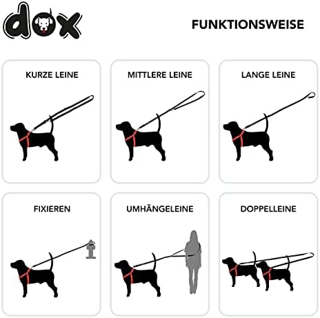 DDOXX рефлексивни најлонски кучиња поводник - 6,6 стапки, 3 -насочни прилагодливи кучиња на поводник - S