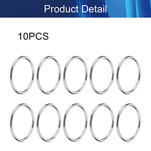 Aicosineg 10pcs 201 Не'рѓосувачки челик О прстен 1,57inch OD 0,12инч дебелина лента за лепење беспрекорни заварени тркалезни прстени Обезбедување
