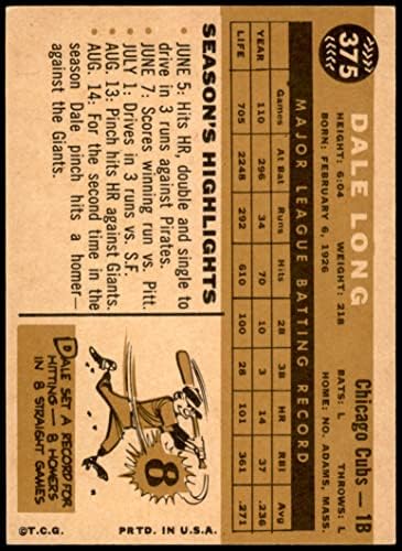 1960 Топпс # 375 Дејл Лонг Чикаго Cubs EX/MT Cubs