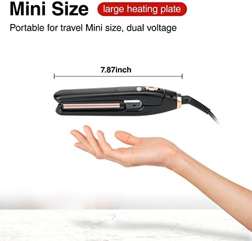 Pritech Mini Flation Iron Protable Hair Streaterer, зацрвнувач со 13 прилагодливи температури, 1 '' плоча за сите фризури за