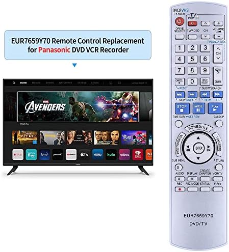 Нов далечински управувач на замена EUR7659Y70 применлива за Panasonic DVD VCR рекордер DMR-ES45 DMR-ES45V DMR-ES45VS DMR-ES35 DMR-ES35V
