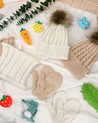 2 комплети бебе плетена капа на ракавици за шамија сет дете помпом beanie mitten вратчермер