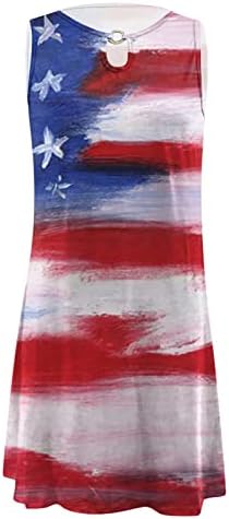 МИАШУИ Памучен Фустан За Жени Секојдневен Ден На Независноста За Женски Американски 4 од јули Печатени Бохо Летни Фустани За