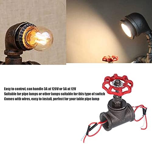 3/4 Ретро Steampunk лесен вентил Стоп вентил Светло за прекинувач за светло за ламба за ламба за ламба за гроздобер табела