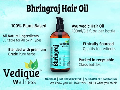 Ведики лекови Бринграј масло за коса | 500ml | Промовирање на раст на косата, заздравување и негување | Масло за третман на ајурведска коса