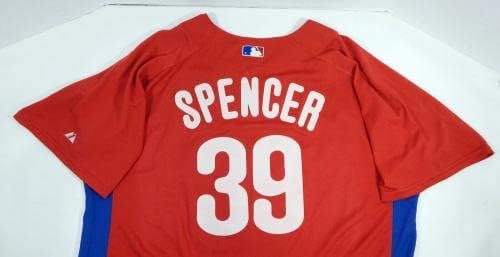 2007-10 Филаделфија Филис Спенсер #39 Игра користеше Црвен Jerseyерси Св БП 50 980 - Игра користена МЛБ дресови
