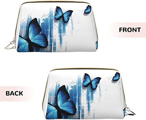 Огно сина Пеперутка печатена голема Торба За Шминка За Патување За Чанта,Пренослива Тоалетна Торба За Жени Девојки Организатор За Дневно Складирање