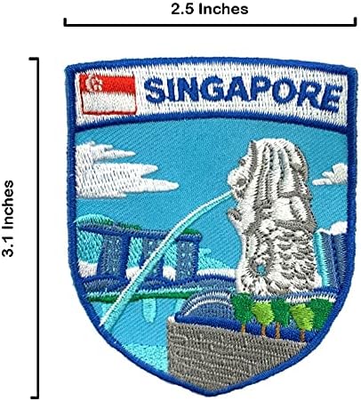 A-One 2 PCS Pack- Merlion Sleared Patch+Singapore Flag Appque, International Icon, Patch Country Flag, патнички сувенир, погоден за торби и