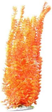 Uxcell Пластичен аквариум акваскејп водни растителни декор, портокалова/црвена боја