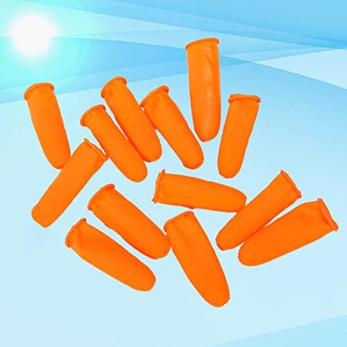 3sets Thicken Orange Protector of Gloves Rubber Size Latex Free G Anti- Static Fingertips Cover Anti- Skid Powder Fingertip Finger S Cots