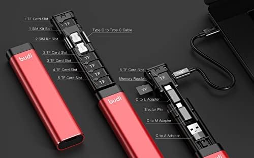 Budi Multifunctional Compact Cable картичка USB Micro SD картички, тип-C и игра со додатоци и компетентно со Apple Samsung