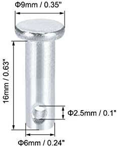 Uxcell единечна дупка Кливис иглички - 6мм x 16mm рамен глава цинк -позлатена цврста челична врска со шарки за шарки 20 парчиња