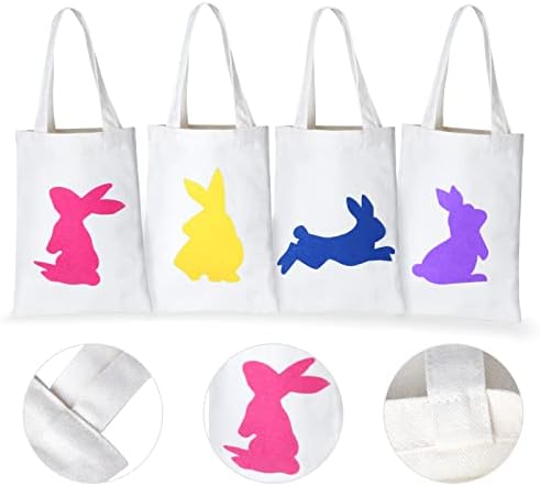 Keymall 8 парчиња Велигденска торба зајаче уво лента за глава за велигденски подароци третираат торби бонбони торби со рачки за партија за лов на велигденски јајца