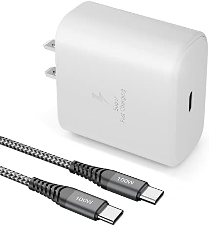 CABLEDECONN USB-C Супер Брз полнач 45W US ADAPTER ANTER SOUNT SOUNT со еден USB-C до USB C MALE до машки 100W 5A кабел за полнење