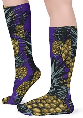Беспрекорен со спортски чорапи од ананас, топли цевки чорапи високи чорапи за жени мажи кои работат обична забава