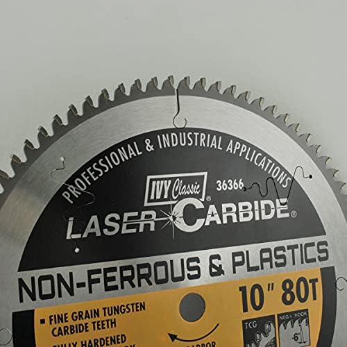 Ајви Класик 36366 ласерски карбид 10-инчен 80 заби не-ферозно сечење сечило за сечење со 5/8-инчен арбор, 1/картичка
