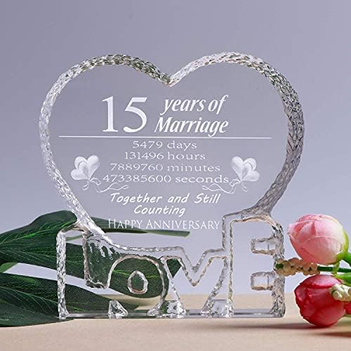 YWHL Петнаесет 15 -годишни подароци за брак за нејзината 15 -годишнина од кристална хартиена тежина Подарок