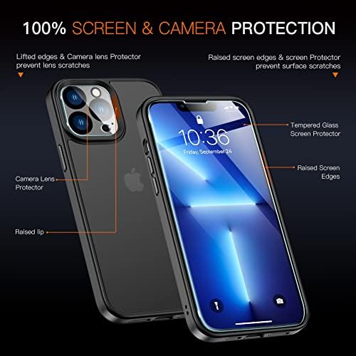 yootech [5 во 1 Дизајниран за Iphone 13 Pro Max Случај, со 2 Пакет Калено Стакло Заштитник На Екранот + 2 Пакет Камера Заштитник, [Свилен &засилувач;