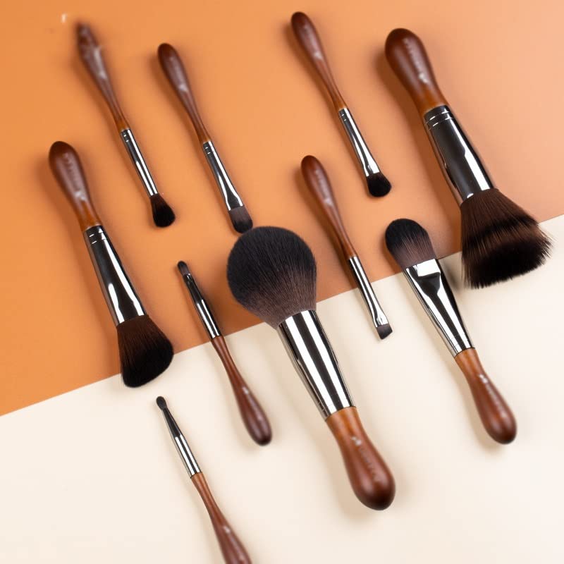 SDGH четка за шминка преносни 10 парчиња четки за шминка за кратки рачки поставени-меки алатки за шминка за коса и пенкала за