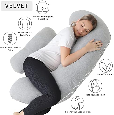 Перница за бременост во облик на породилно перници за целосна перница за тело за спиење со кадифена обвивка за жени