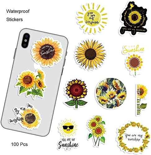 100 парчиња Декоративни налепници за сончоглед водоотпорни лаптоп лаптоп чаши за декор