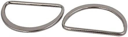 X-Dree 50mm Внатрешна ширина цинк легура рамен тип половина круг заварен d прстен сребрена црна боја 2 парчиња (Ancho interno de 50