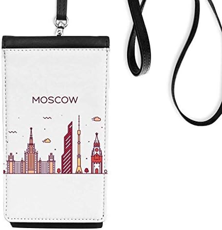 Москва Русија рамен обележје на модел Телефонски чанта што виси мобилна торбичка црн џеб