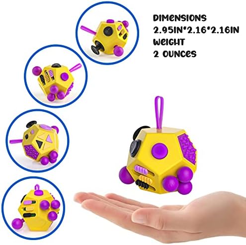 Fidget Dice Fidget Dodecagon, 12 странична играчка играчка коцка против депресија коцка fdget блок го ублажува стресот и коцка за