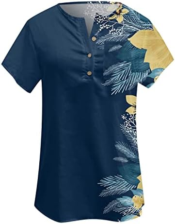 Женски врвови фустани обични кратки ракави обични маици против врвовите на вратот, копчето нагоре кошули нагоре