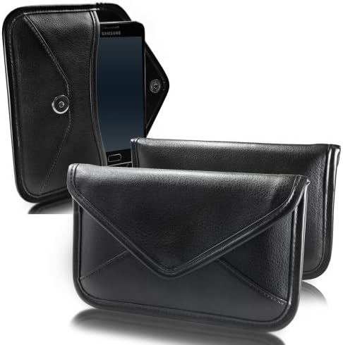 Boxwave Case компатибилен со Sharp Aquos Sense3 - Елитна кожна торбичка за месинџер, синтетичка кожна покривка Дизајн на пликови за остриот