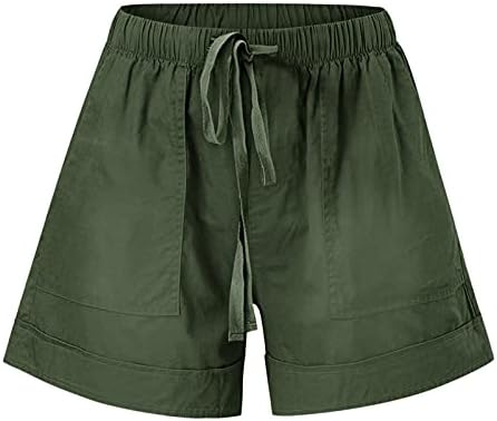 Yubnlvae шорцеви за жени со висока половината лето лето плус големина S-5xl влечење со два странични џебови цврсти трендовски панталони