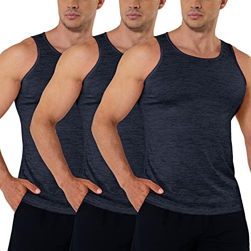 Манкоменски машки 3 пакувања на резервоарот Брзи суви мускули Атлетски кошули без ракави за теретана за боди -билдинг