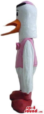 Spotsound бела роза розова птица маскота нас костумски карактер фенси фустан