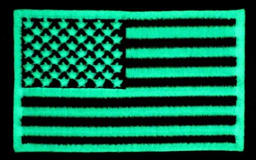 Графички прашина {сјај во темница - Тактичка САД Америка Америка Соединетите Држави знаме извезена лепенка + кука и јамка американска