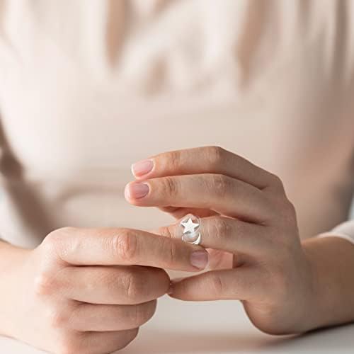 Atceme 4pcs Анксиозен прстен за жени fidget прстени прилагодливи не'рѓосувачки челик олеснување фидгетн прстен од сонцето месечина starвезда мушка ротаторна фиџет прстени ?
