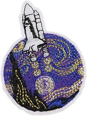 JPT - Rocket Planet World Galaxy везена апликација железо/шиење на закрпи значка симпатична лого -лепенка на елек јакна кошула капа Jeanан облека